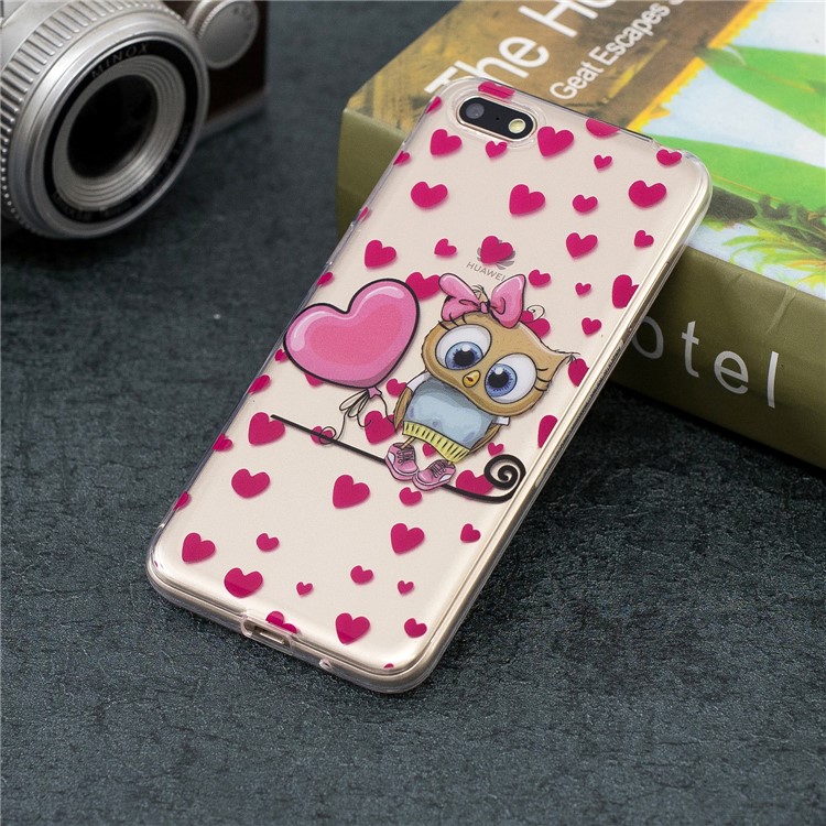 Pattern Printing IMD Soft TPU Cover Case for Huawei Y5 (2018) / Y5 Prime (2018) / Honor 7s / Play 7 - Cute Owl and Heart-5