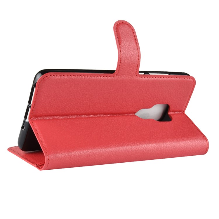 Litchi Pele PU Couro Carteira Magnética Stand Shell Para Huawei Mate 20 - Vermelho-5