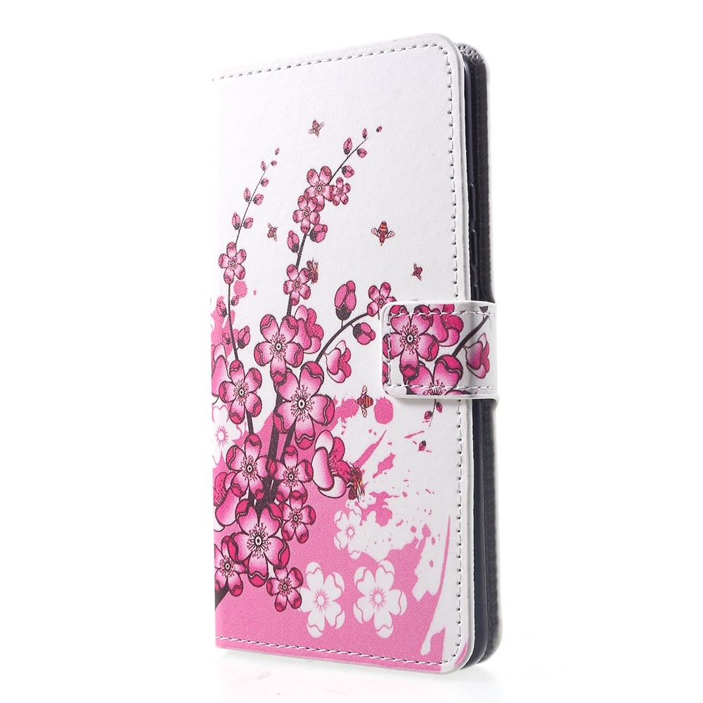 Stampa Modello PU Portafoglio In Pelle Magnetica Stand Flip copertura Per Huawei Mate 20 Pro - Fiore Di Pesca-3