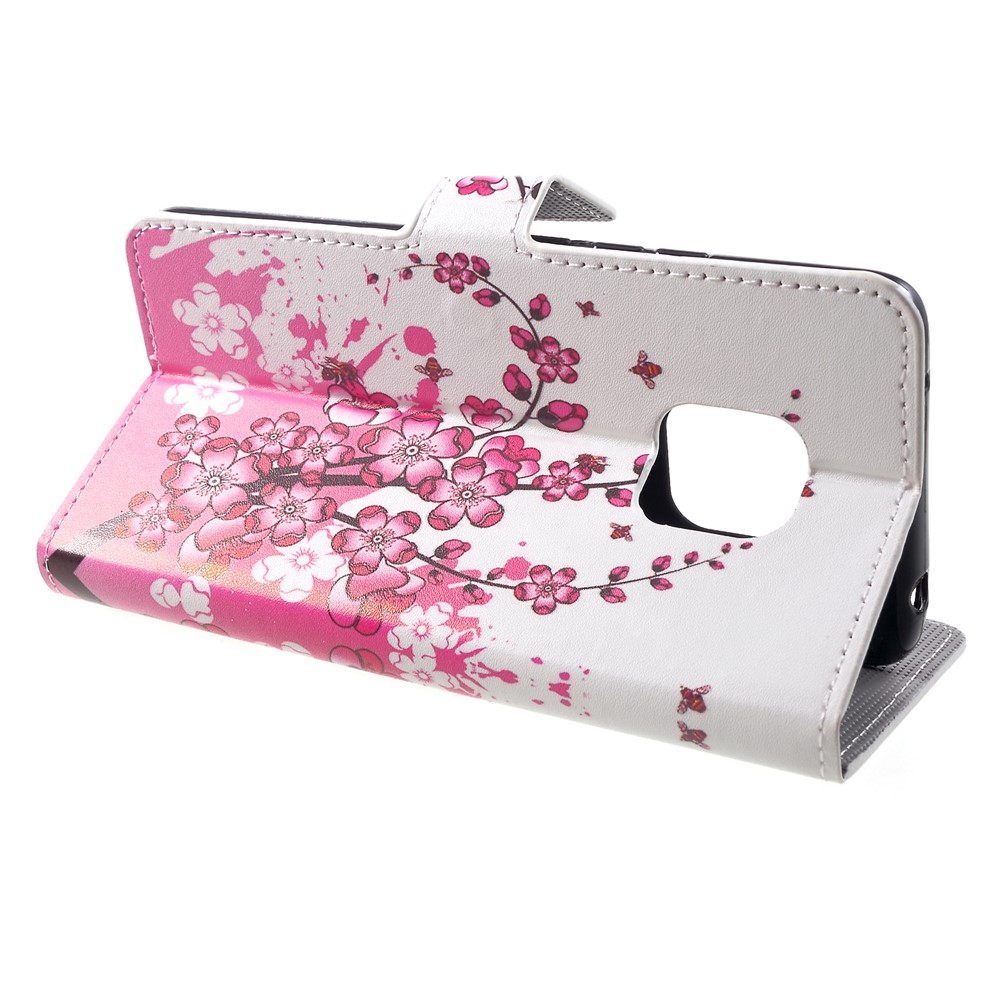 Stampa Modello PU Portafoglio In Pelle Magnetica Stand Flip copertura Per Huawei Mate 20 Pro - Fiore Di Pesca-4