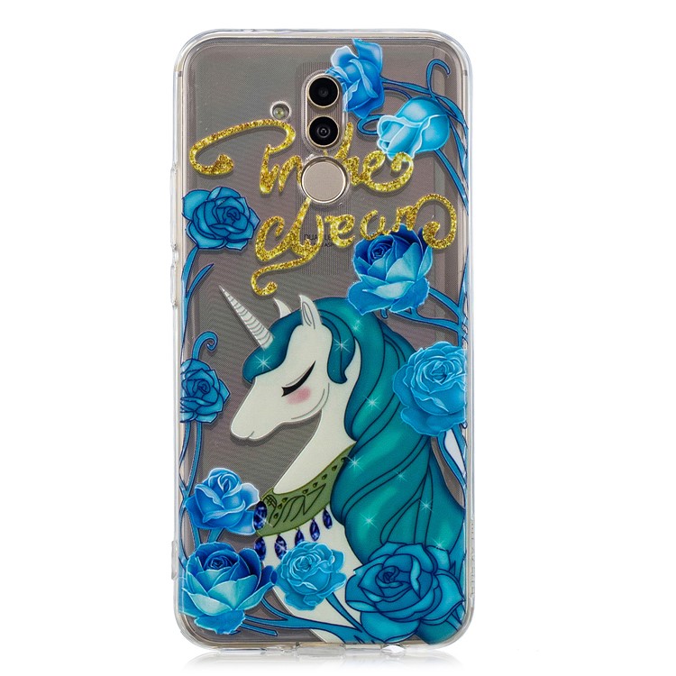 Embossment TPU Protection Pattern Printing Case for Huawei Mate 20 Lite - Elegant Unicorn-2