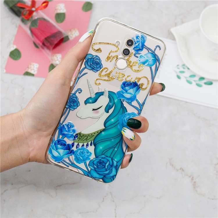 Embossment TPU Protection Pattern Printing Case for Huawei Mate 20 Lite - Elegant Unicorn-7