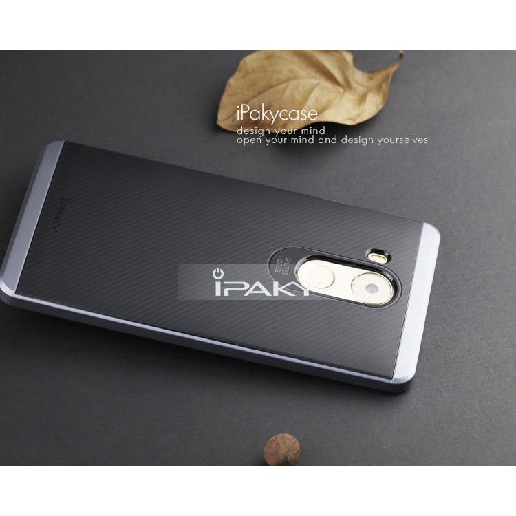 IPAKY PC Bumper Frame and TPU Hybrid Phone Case for Huawei Mate 8 - Grey-5