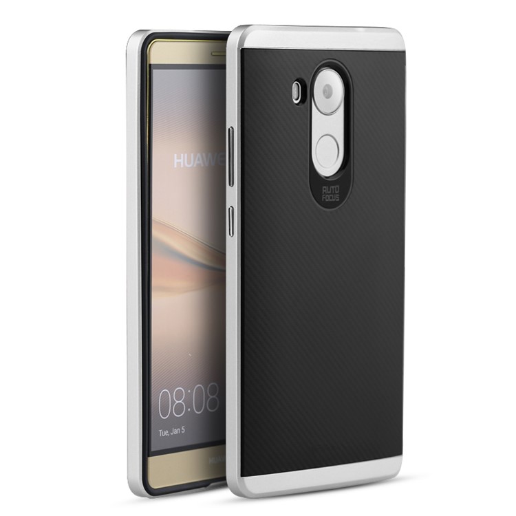 IPAKY PC Bumper Frame and TPU Hybrid Shell Cover for Huawei Mate 8 - Silver-1