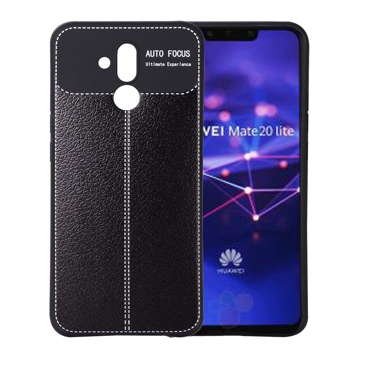 Litchi Grain Soft TPU Mobile Phone Case for Huawei Mate 20 Lite / Maimang 7 - Black-1