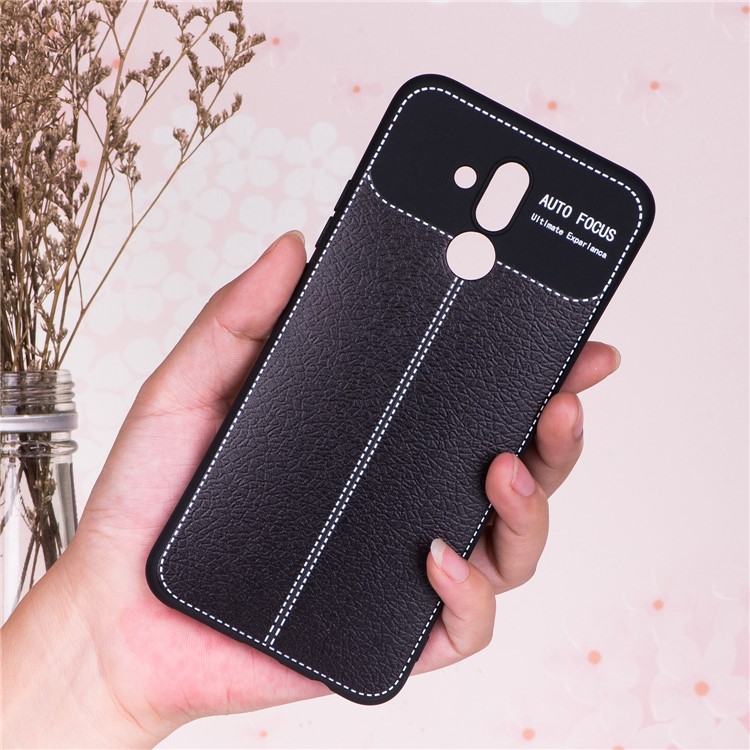 Litchi Grain Soft TPU Mobile Phone Case for Huawei Mate 20 Lite / Maimang 7 - Black-5