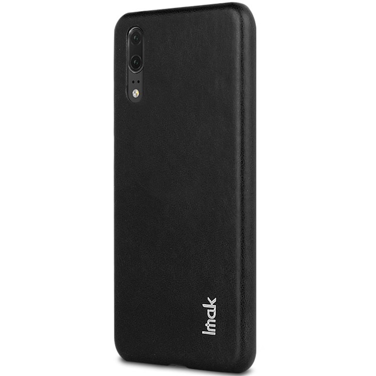 IMAK Ruiyi Series PU Leather Skin PC Hard Phone Case for Huawei P20 - All Black-2