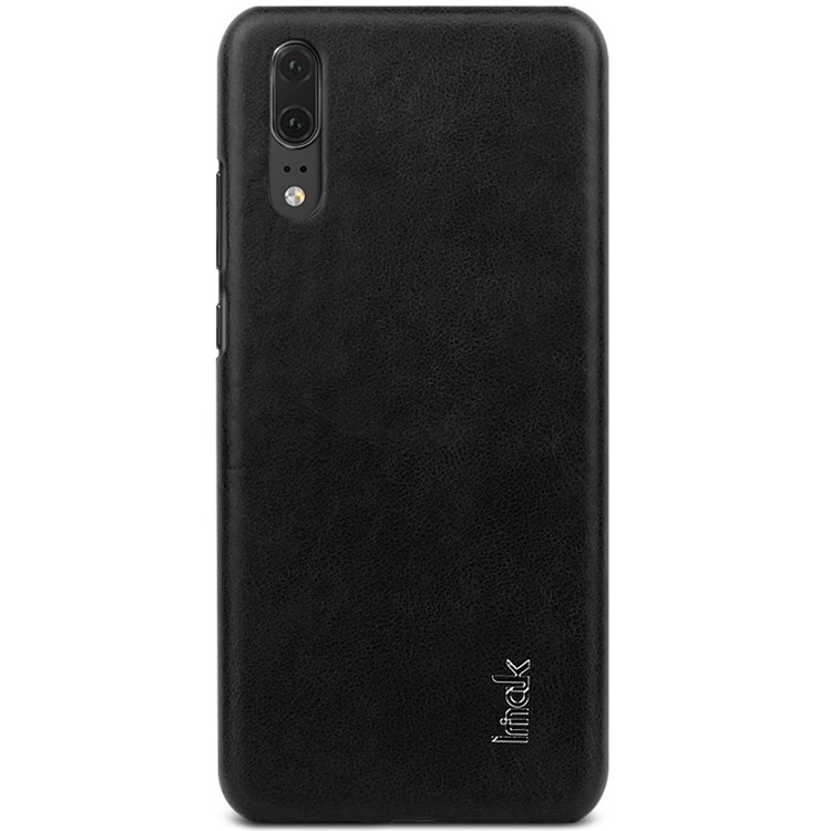 IMAK Ruiyi Series PU Leather Skin PC Hard Phone Case for Huawei P20 - All Black-3