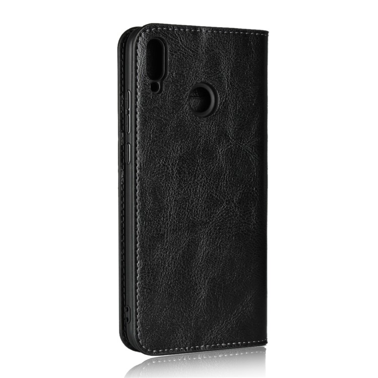 Crazy Horse Genuine Leather Wallet Phone Case for Huawei Honor 8X - Black-3