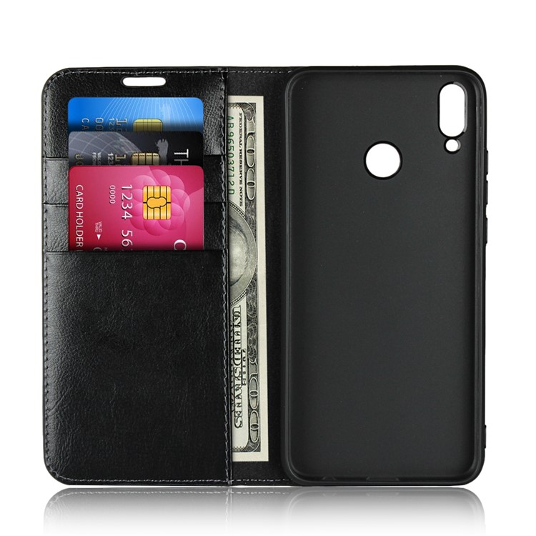 Crazy Horse Genuine Leather Wallet Phone Case for Huawei Honor 8X - Black-4