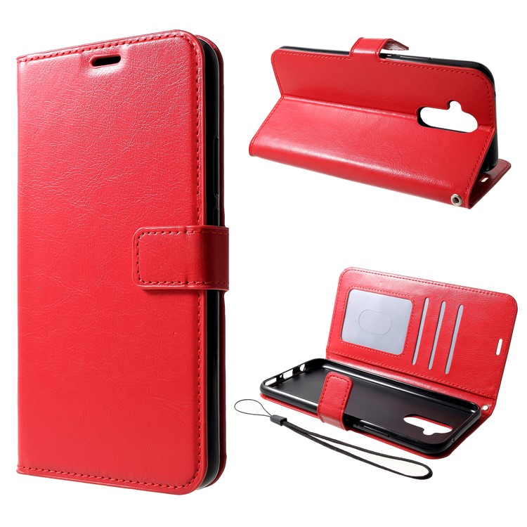 Crazy Horse Wallet Leather Stand Case for Huawei Mate 20 Lite - Red-1