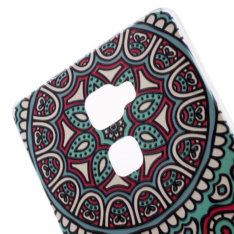 Softlyfit Embossed Pattern Printing TPU Phone Back Case for Huawei Mate S - Colorized Mandala Pattern-5