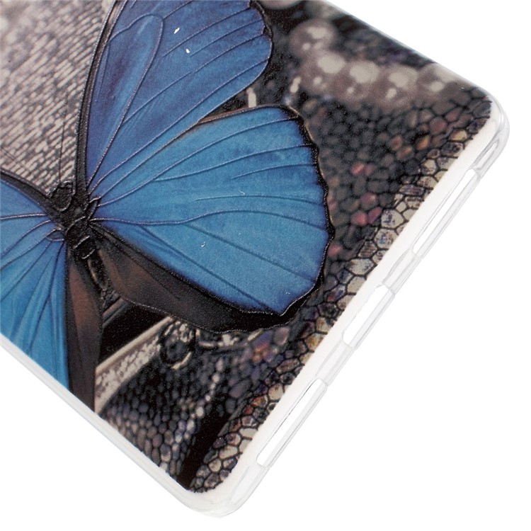 Softlyfit Embossed Pattern Printing TPU Mobile Phone Cover Casing for Huawei Mate S - Blue Butterfly-4