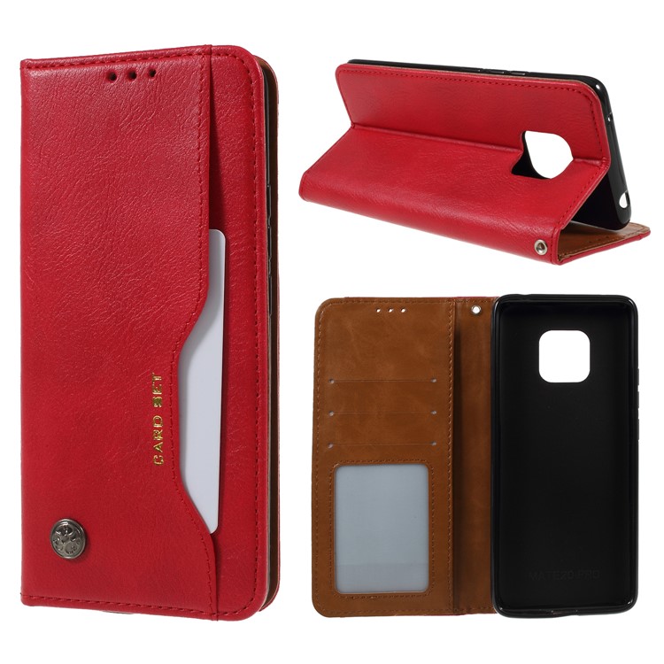 PU Leather Auto-absorbed Stand Wallet Phone Case for Huawei Mate 20 Pro - Red-1