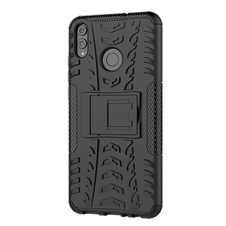 Anti-slip PC + TPU Hybrid Case with Kickstand for Huawei Honor 8X - Black-7