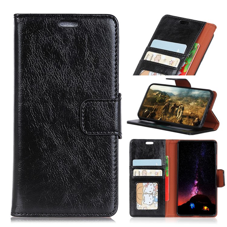 Nappa Texture Split Leather Wallet Phone Case for Huawei Y9 (2019) / Enjoy 9 Plus - Black-1