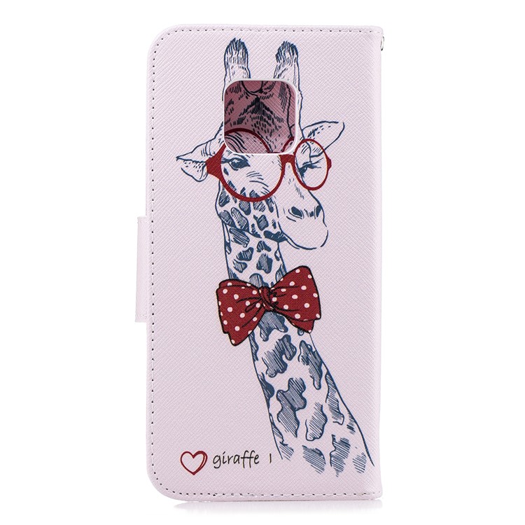 Pattern Printing PU Leather Wallet Flip Stand Phone Casing for Huawei Mate 20 Pro - Giraffe Wearing Glasses-3
