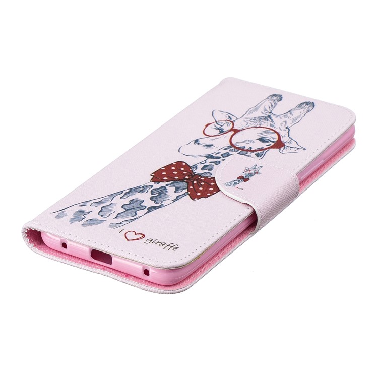 Pattern Printing PU Leather Wallet Flip Stand Phone Casing for Huawei Mate 20 Pro - Giraffe Wearing Glasses-6