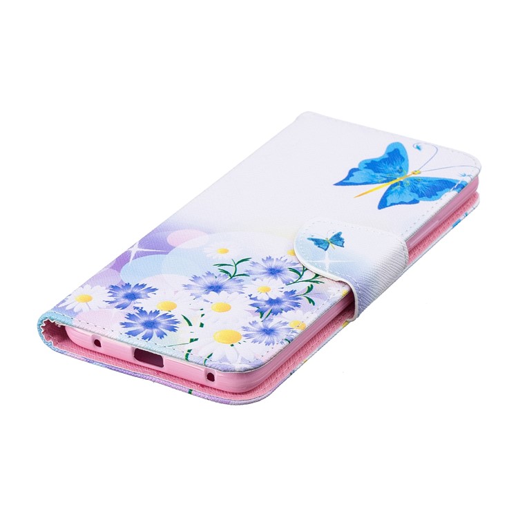 Padrão De Impressão Carteira Flip Stand Telefone Capa De Couro PU Para Huawei Mate 20 Pro - Borboletas Azuis-6