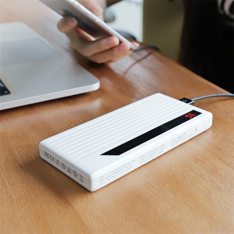 HOCO J27 2.1A Dual USB Tragbare Macht Schatz Mobile Power Bank Backup-Ladegerät 10000mah Mit LED Digitalanzeige - Weiß-4