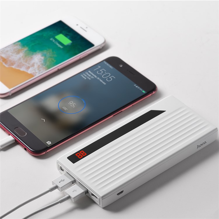 HOCO J27 2.1A Dual USB Tragbare Macht Schatz Mobile Power Bank Backup-Ladegerät 10000mah Mit LED Digitalanzeige - Weiß-6