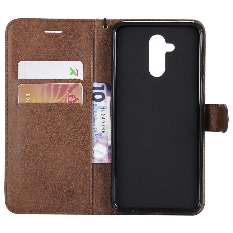 Wallet Leather Stand Mobile Cover for Huawei Mate 20 Lite / Maimang 7 with Strap - Brown-4