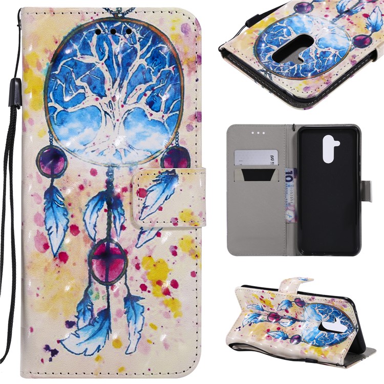 Patterned Light Spot Decor PU Leather Wallet Shell for Huawei Mate 20 Lite / Maimang 7 - Dream Catcher-1