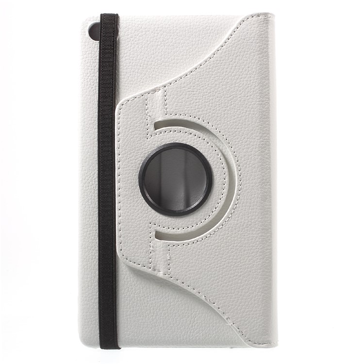 Lychee Skin Leather Cover with 360 Degree Rotating Stand for Huawei MediaPad M2 8.0 - White-3