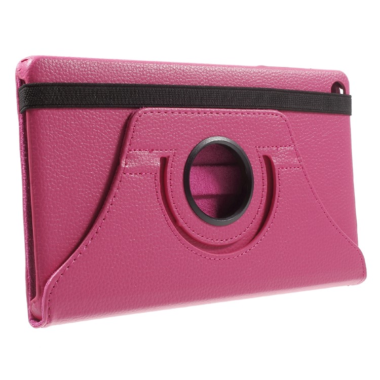 Lychee Skin Leather Cover Case with 360 Degree Rotating Stand for Huawei MediaPad M2 8.0 - Rose-4