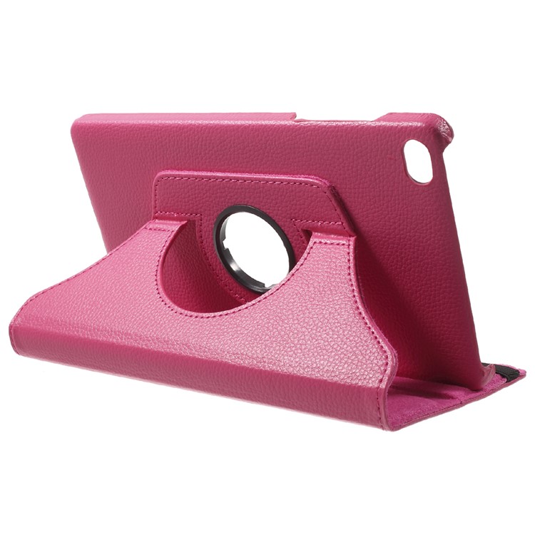 Lychee Skin Leather Cover Case with 360 Degree Rotating Stand for Huawei MediaPad M2 8.0 - Rose-5