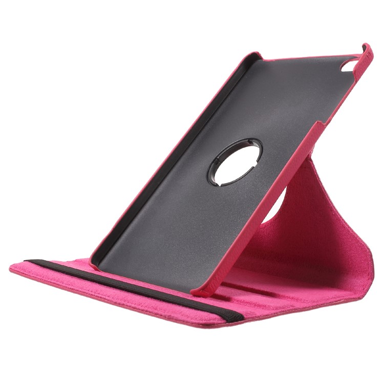 Lychee Skin Leather Cover Case with 360 Degree Rotating Stand for Huawei MediaPad M2 8.0 - Rose-6
