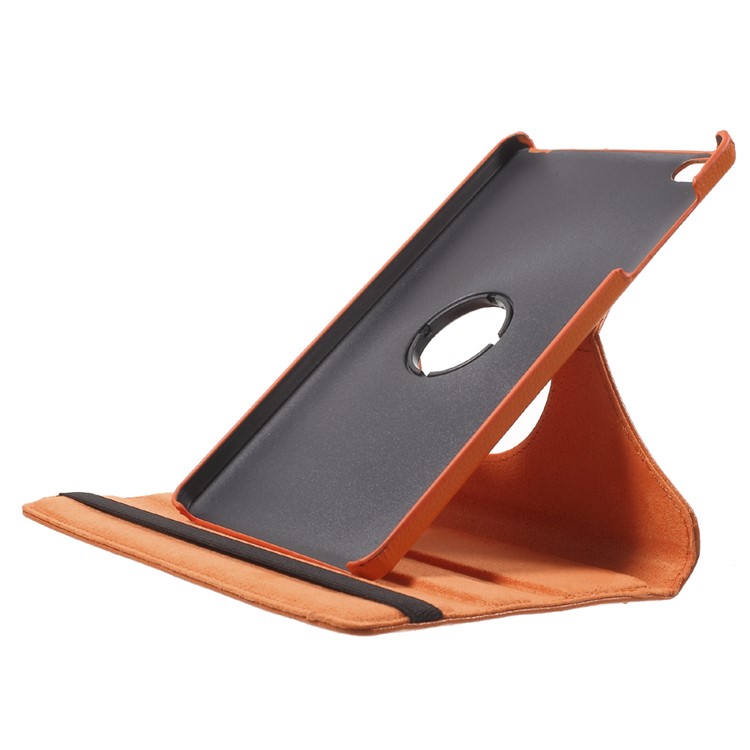 Lychee Skin Leather Protective Case with 360 Degree Rotating Stand for Huawei MediaPad M2 8.0 - Orange-6