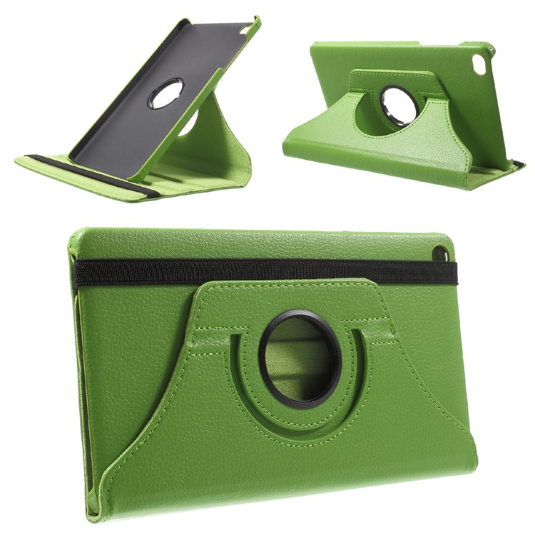 Lychee Skin PU Leather Cover with 360 Degree Rotating Stand for Huawei MediaPad M2 8.0 - Green-1