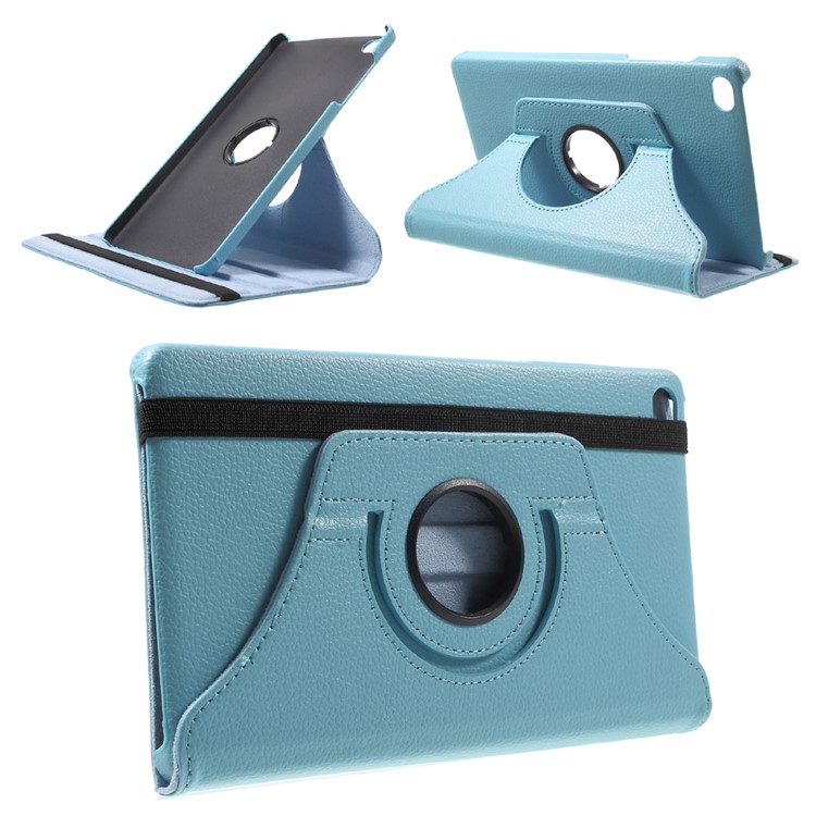 Lychee Skin Leather Case Cover with 360 Degree Rotating Stand for Huawei MediaPad M2 8.0 - Baby Blue-1