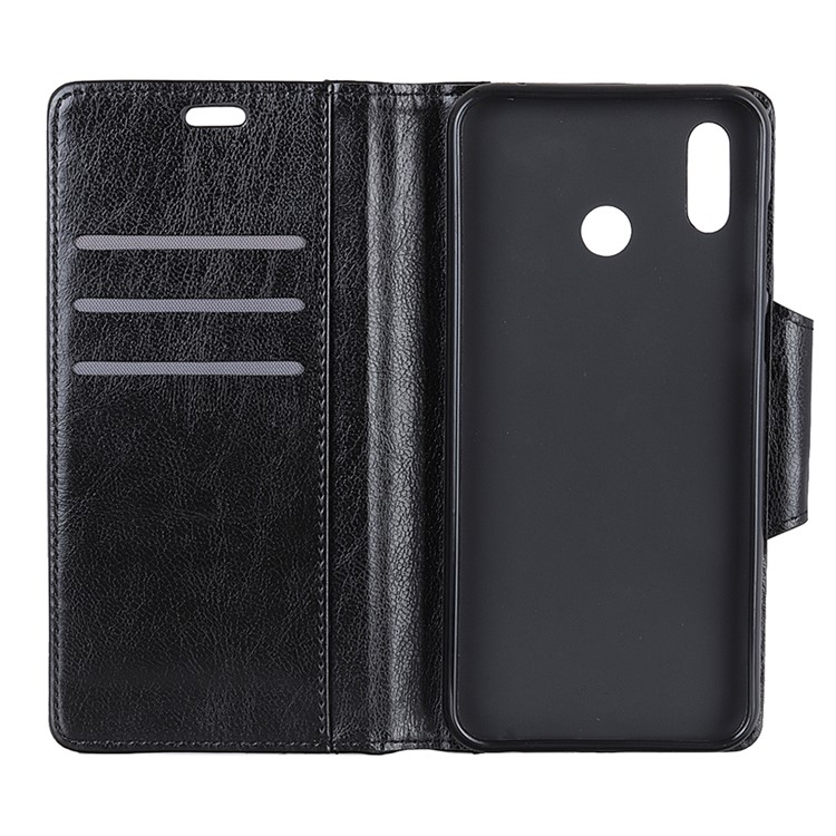 Textured PU Leather Wallet Stand Mobile Cover for Huawei Y9 (2019) / Enjoy 9 Plus - Black-5