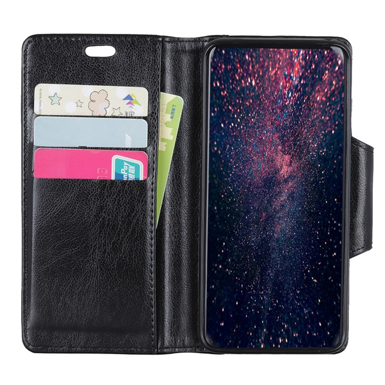 Textured PU Leather Wallet Stand Mobile Cover for Huawei Y9 (2019) / Enjoy 9 Plus - Black-7