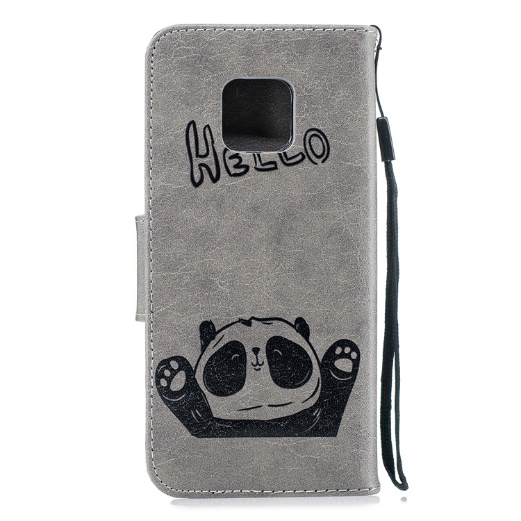 Imprint Hello Panda Wallet Stand Leather Mobile Case for Huawei Mate 20 Pro - Grey-3