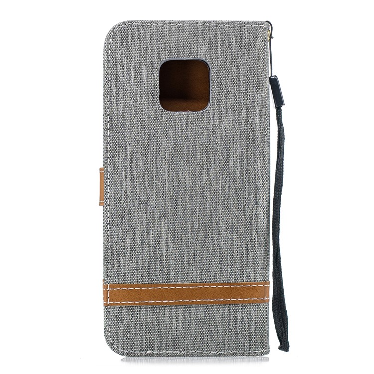 Dois Tons De Pano De Brim PU Couro Flip Capa Para Huawei Mate 20 Pro - Cinzento-3