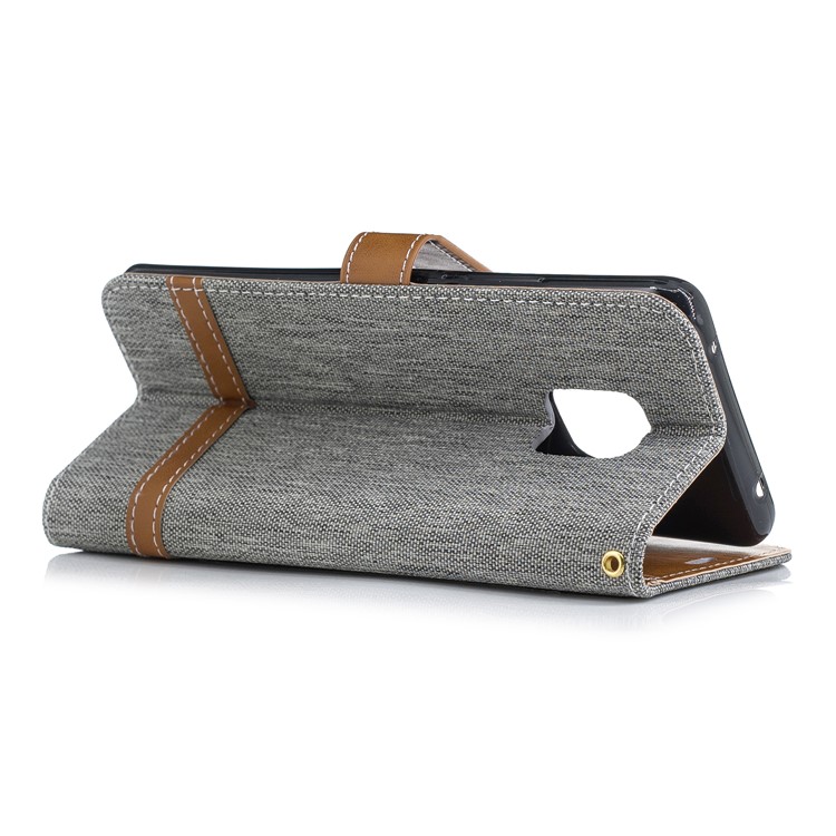 Dois Tons De Pano De Brim PU Couro Flip Capa Para Huawei Mate 20 Pro - Cinzento-4