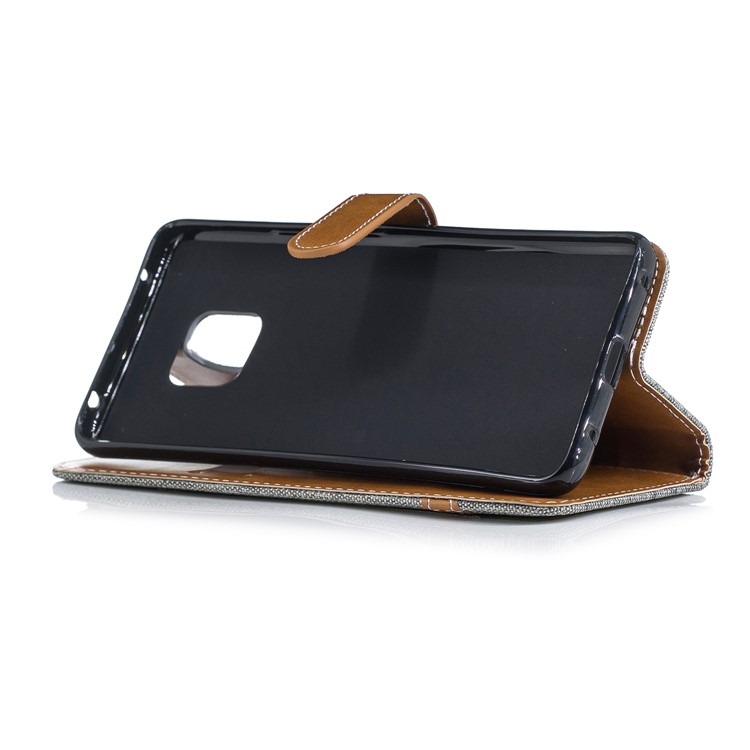 Dois Tons De Pano De Brim PU Couro Flip Capa Para Huawei Mate 20 Pro - Cinzento-5