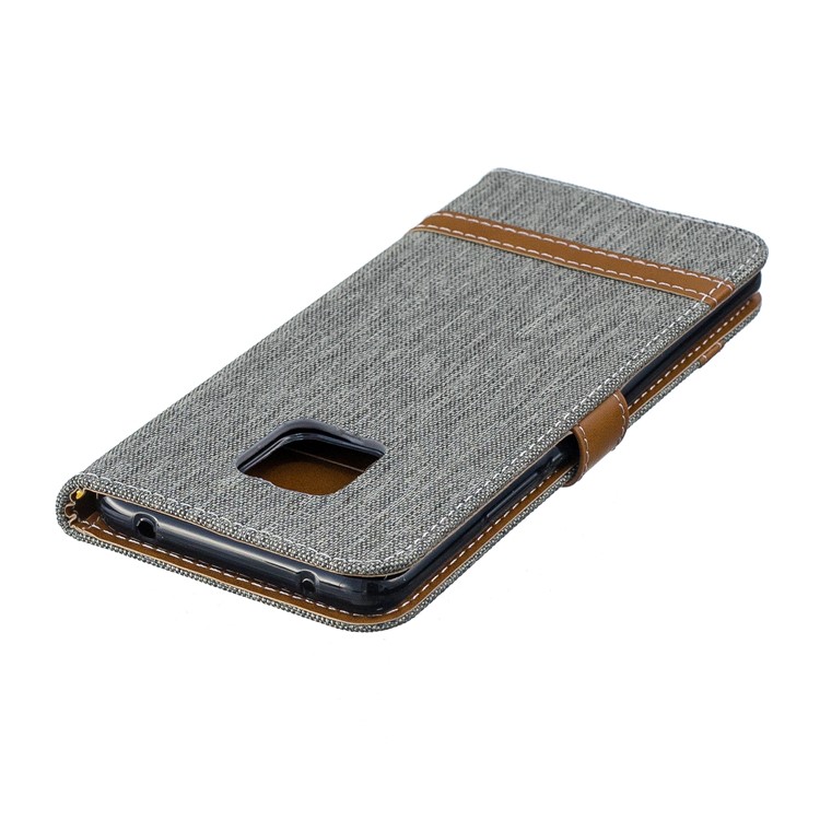 Dois Tons De Pano De Brim PU Couro Flip Capa Para Huawei Mate 20 Pro - Cinzento-7