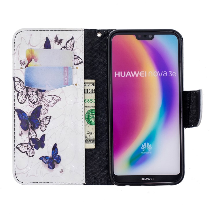 Pattern Printing Light Spot Decor Leather Wallet Phone Case for Huawei P20 Lite / Nova 3e (China) - Beautiful Butterfly-6