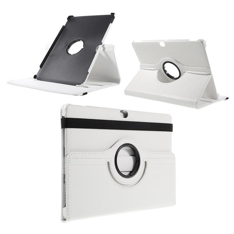 Litchi Skin Leather Cover with 360 Degree Rotating Stand for Huawei MediaPad M2 10.0 - White-1