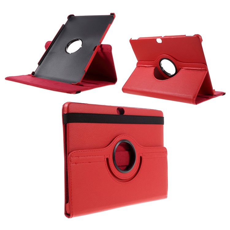 Litchi Skin Leather Case Cover with 360 Degree Rotating Stand for Huawei MediaPad M2 10.0 - Red-1