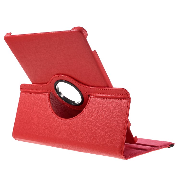 Litchi Skin Leather Case Cover with 360 Degree Rotating Stand for Huawei MediaPad M2 10.0 - Red-8