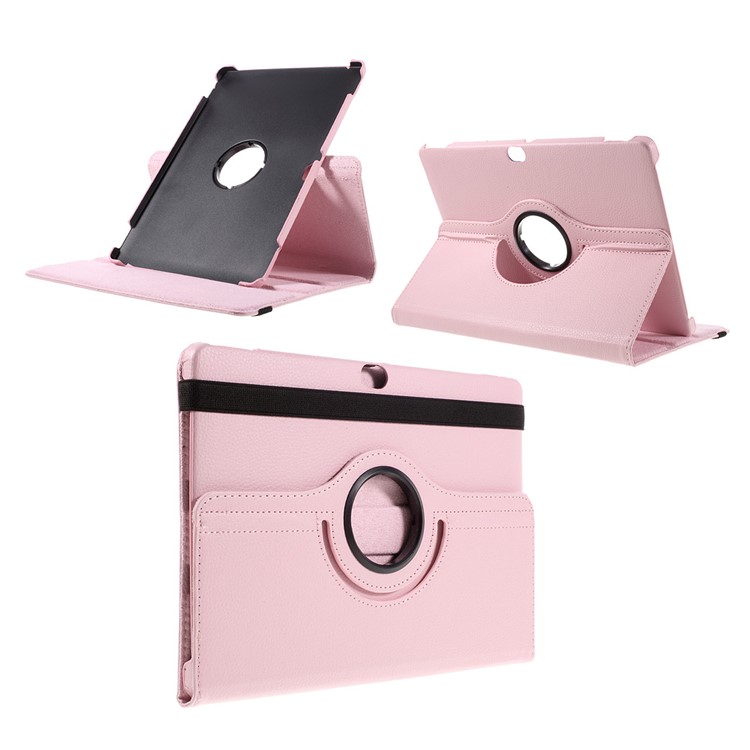Litchi Skin PU Leather Case with 360 Degree Rotating Stand for Huawei MediaPad M2 10.0 - Pink-1