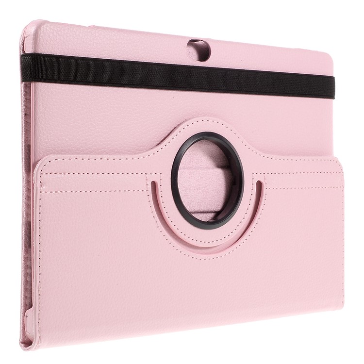 Litchi Skin PU Leather Case with 360 Degree Rotating Stand for Huawei MediaPad M2 10.0 - Pink-4