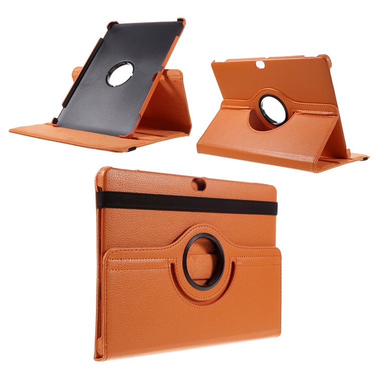 Litchi Skin Leather Case with 360 Degree Rotating Stand for Huawei MediaPad M2 10.0 - Orange-1