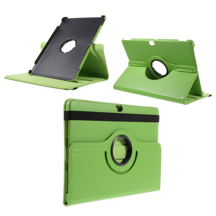 Litchi Skin Leather Protective Case with 360 Degree Rotating Stand for Huawei MediaPad M2 10.0 - Green-1