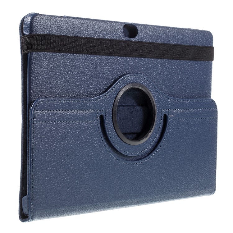 Litchi Skin Leather Case with 360 Degree Rotating Stand for Huawei MediaPad M2 10.0 - Dark Blue-4